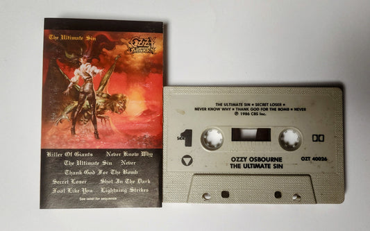 Ozzy Osbourne - "The Ultimate Sin" CASSETTE TAPE (DOLBY) VG/G+(Cosmetic; plays perfect!)