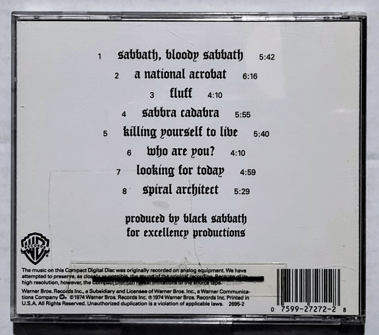 Black Sabbath - “Sabbath Bloody Sabbath” - COMPACT DISC VG+/VG+