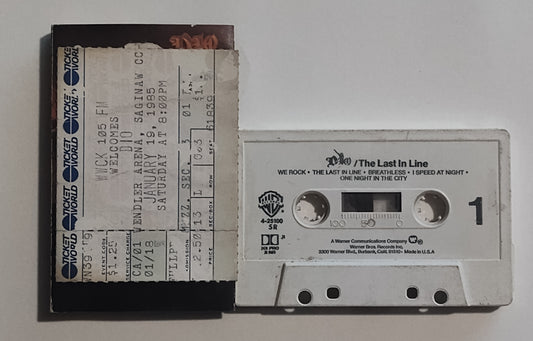 Dio - "The Last In Line" - CASSETTE TAPE G/G+ (Cover has 1985 Dio Concert Ticket Stub Glued To It!)