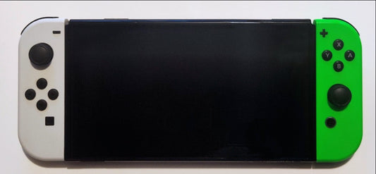 Nintendo Switch OLED 64GB (Complete System; White + Green Joycons; + SD Card) - VG+ Overall (Faint scratches to screen; Free Shipping)