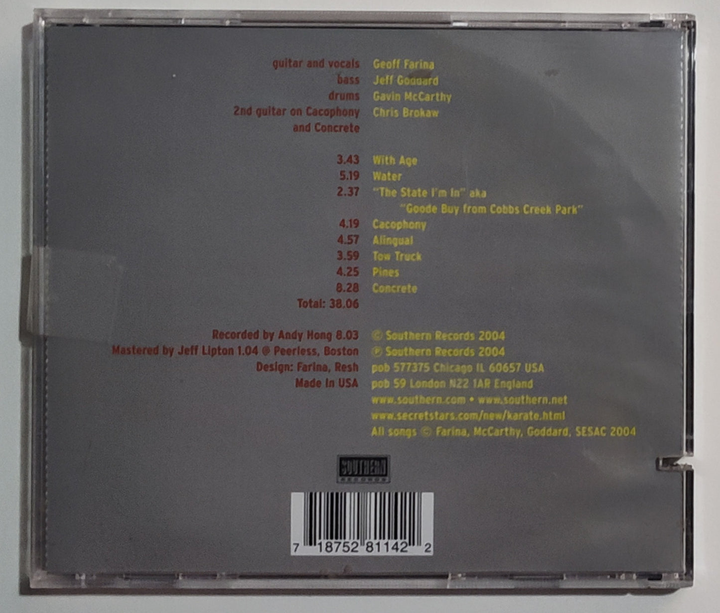 Karate - "Pockets" - INDIE COMPACT DISC G+/VG (Cut in spine)
