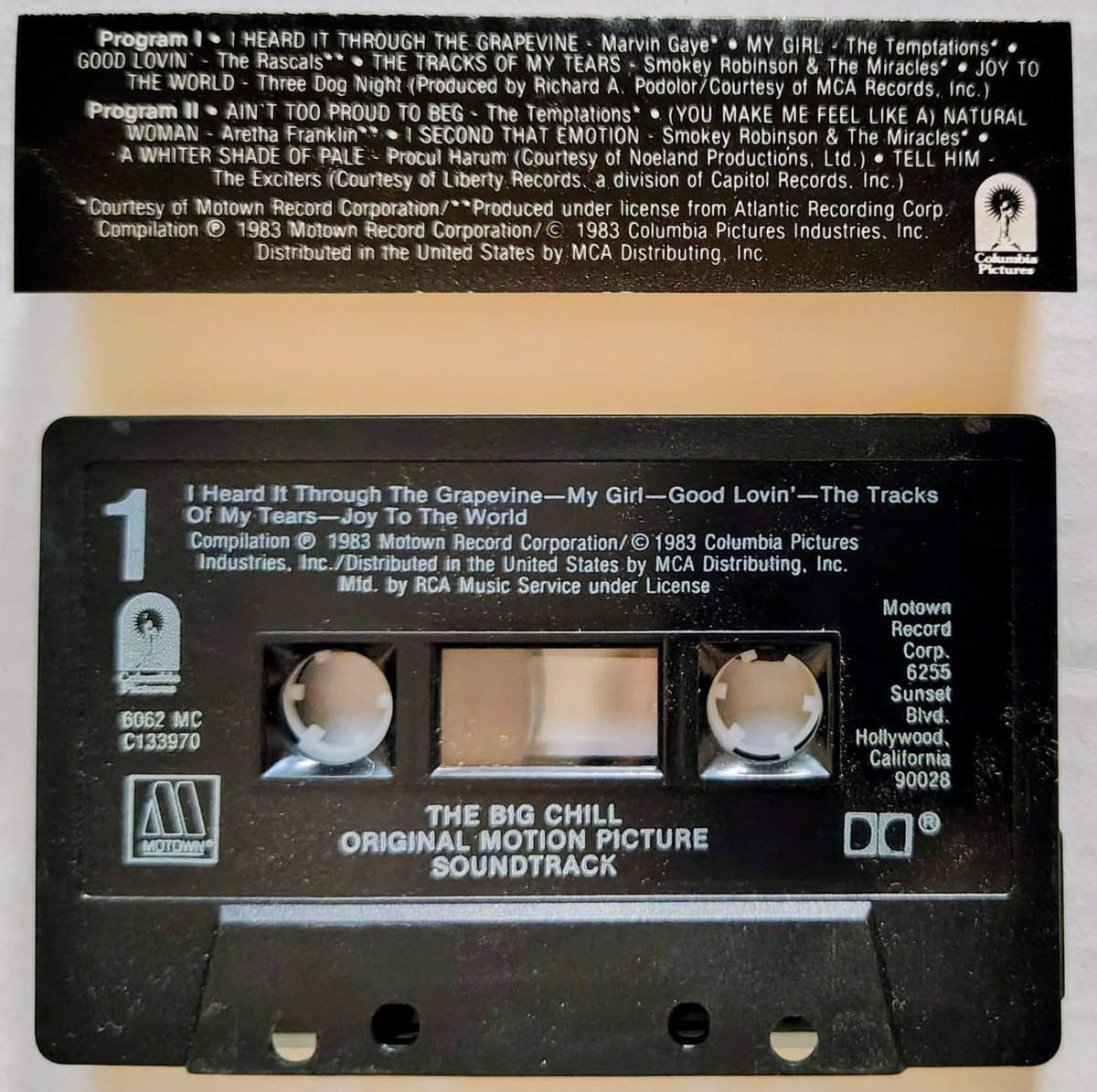 Various - "The Big Chill (Original Motion Picture Soundtrack)" - CASSETTE TAPE (RCA Club) VG+/VG+ (See notes)