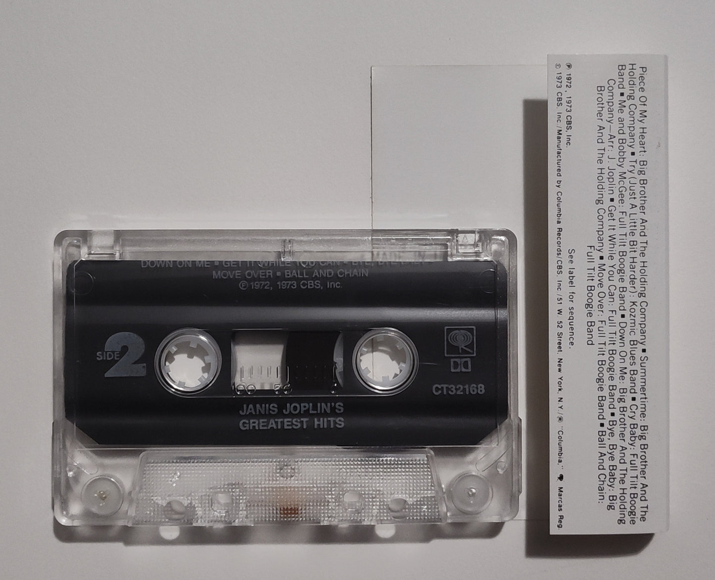 Janis Joplin - "Greatest Hits" - CASSETTE TAPE (DOLBY; Clear Shell) VG+/VG+