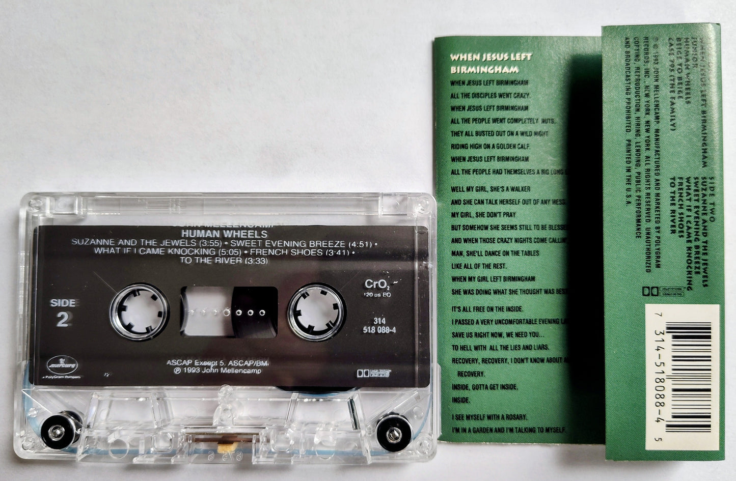 John Mellencamp - “Human Wheels” - CASSETTE TAPE VG+/VG+