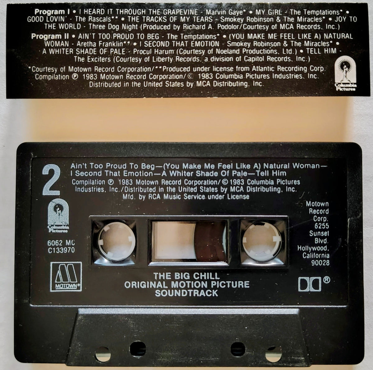 Various - "The Big Chill (Original Motion Picture Soundtrack)" - CASSETTE TAPE (RCA Club) VG+/VG+ (See notes)