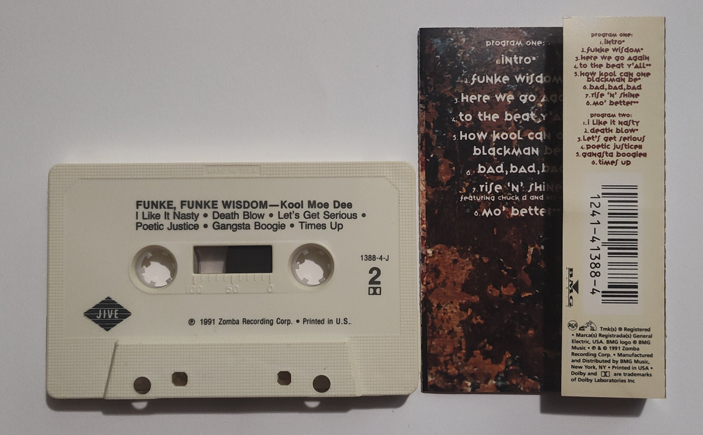 Kool Moe Dee - "Funke Funke Wisdom" - CASSETTE TAPE (DOLBY) VG+/VG+