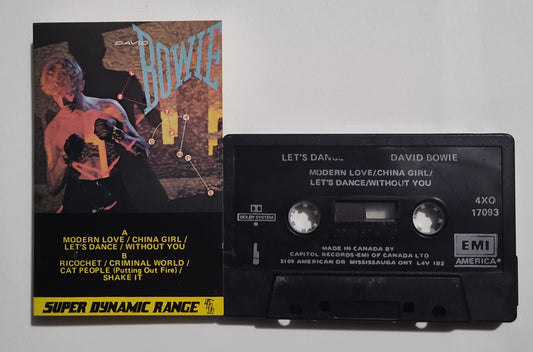 David Bowie - "Let's Dance" - CASSETTE TAPE (Canada; black shell; SDR; DOLBY) VG+/VG+