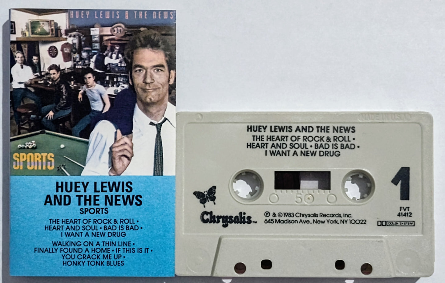 Huey Lewis & The News - "Sports" - CASSETTE TAPE VG+/VG+