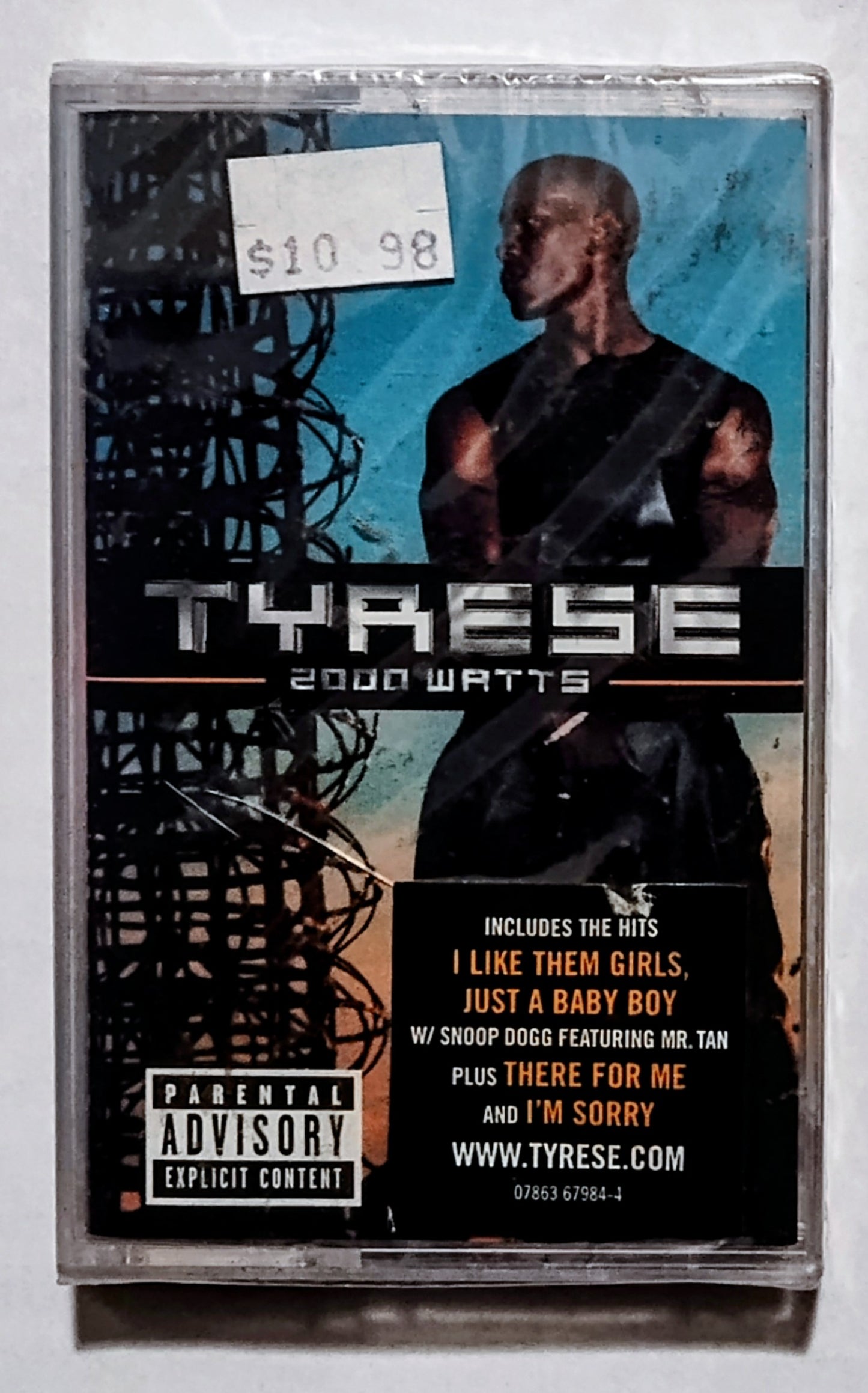Tyrese - “2000 Watts” - CASSETTE TAPE VG+/M (Sealed with worn hype sticker; crack in cover of case; scratchy cellophane)