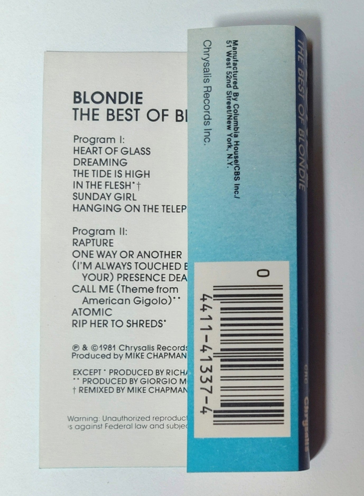 Blondie - "The Best Of Blondie" - CASSETTE TAPE (SR) VG+/VG+