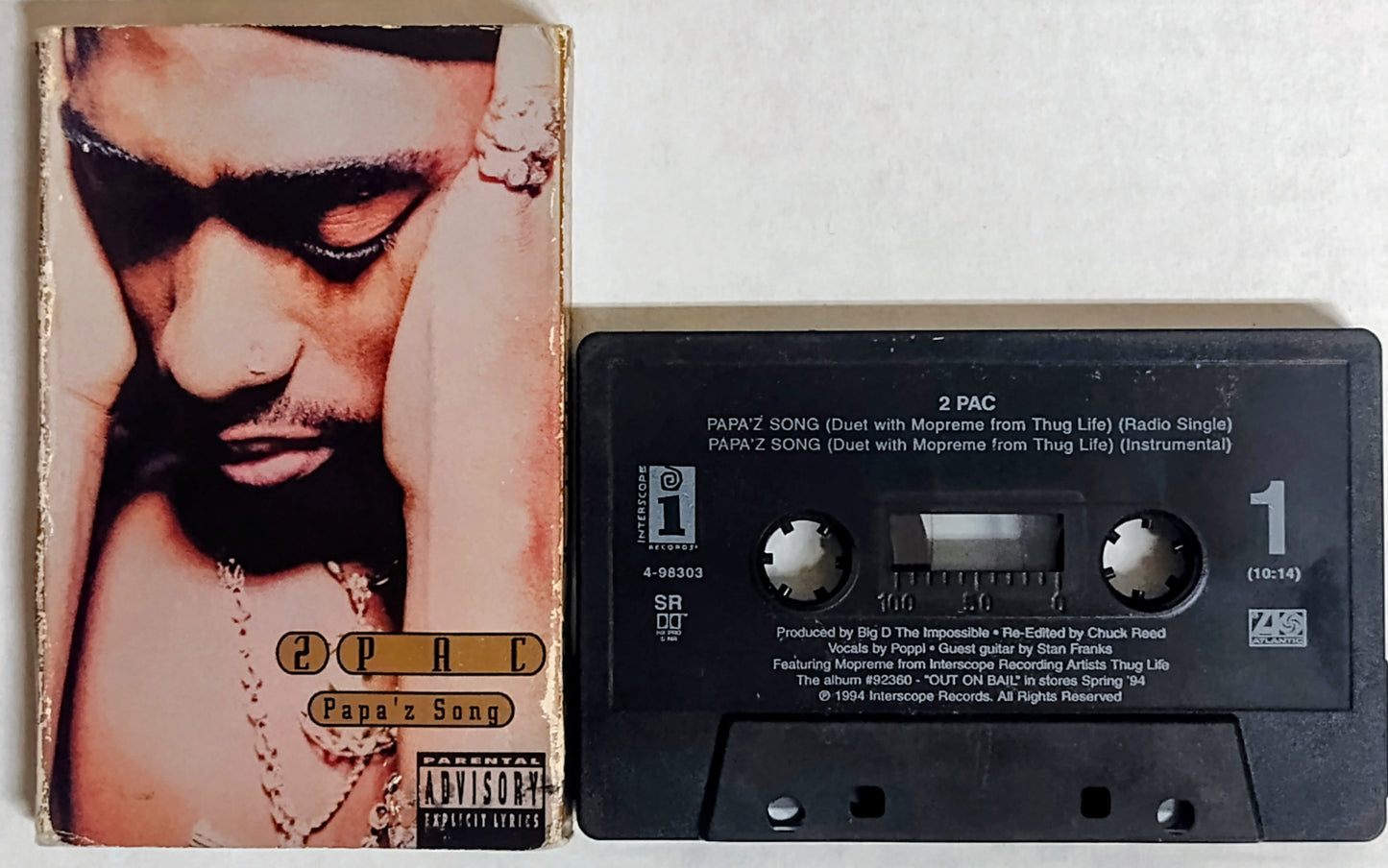 2Pac - “Papa’z Song” - CASSETTE TAPE (Single) G+/VG+ [San Francisco, CA]