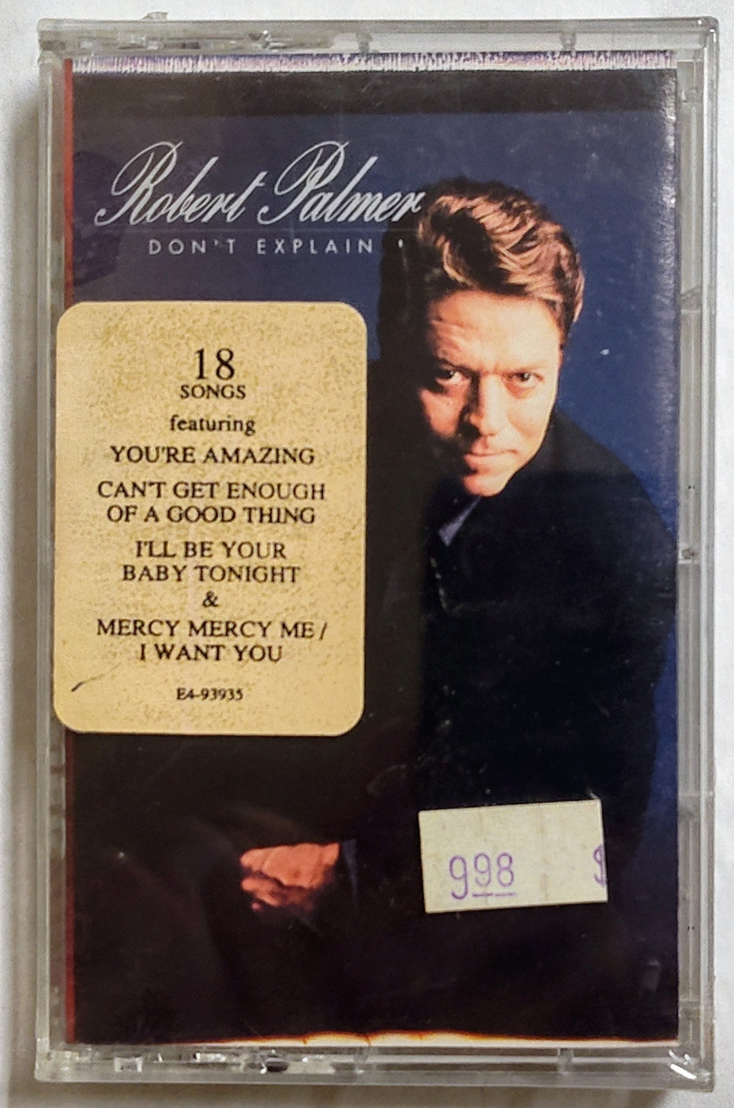 Robert Palmer - “Don’t Explain” - CASSETTE TAPE M/M (Sealed With Hype Sticker)