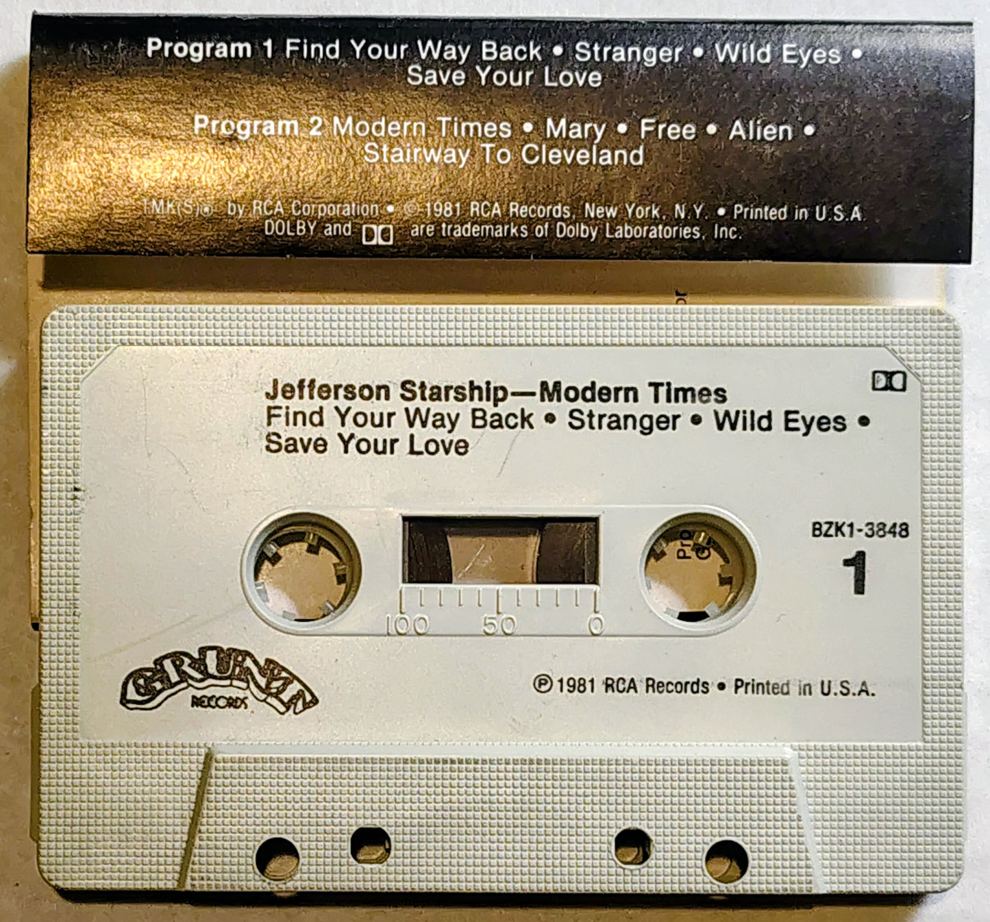 Jefferson Starship - “Modern Times" CASSETTE TAPE G+/G+