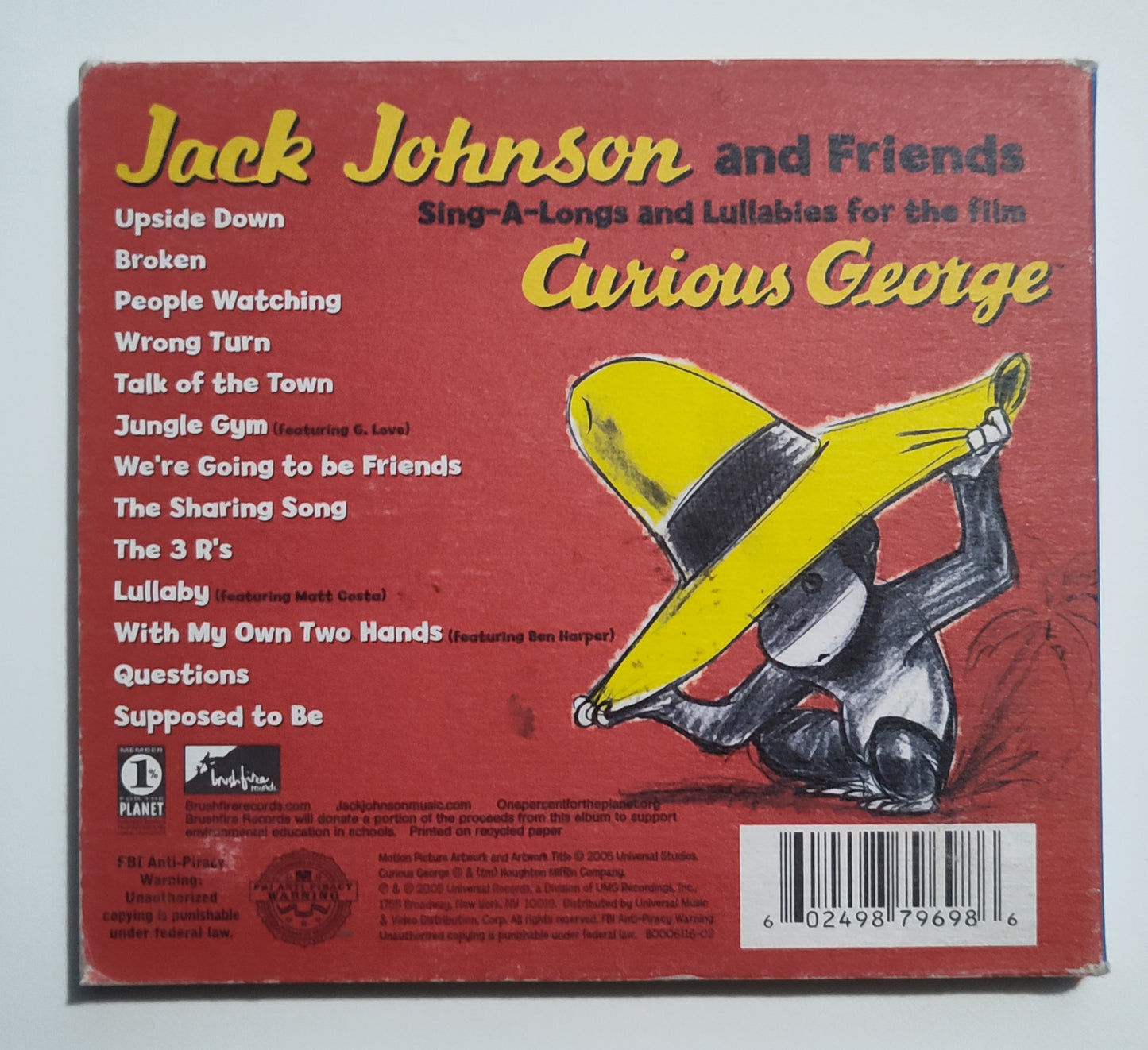 Jack Johnson And Friends - "Curious George" - COMPACT DISC G+/G+