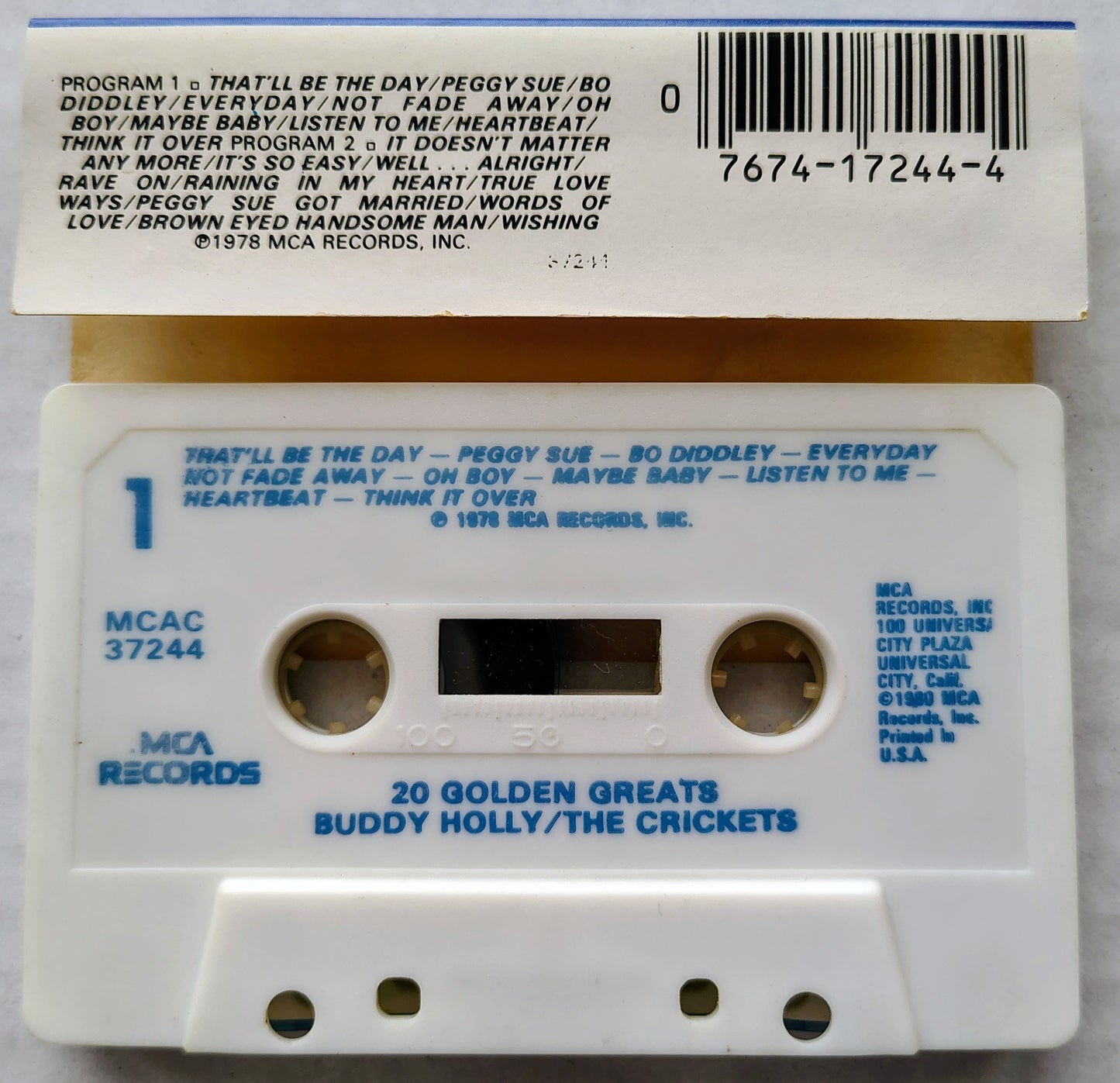 Buddy Holly / The Crickets - "20 Golden Greats" - CASSETTE TAPE VG+/VG+