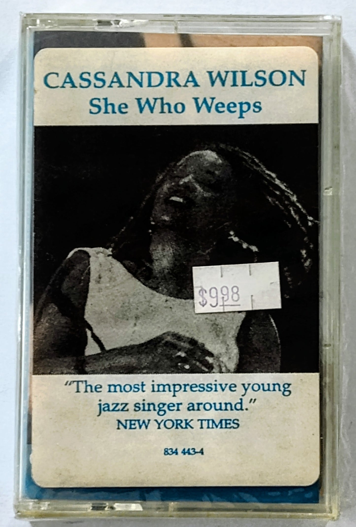 Cassandra Wilson - “She Who Weeps” - CASSETTE TAPE VG+/M (Sealed; cracked case and damaged j card)