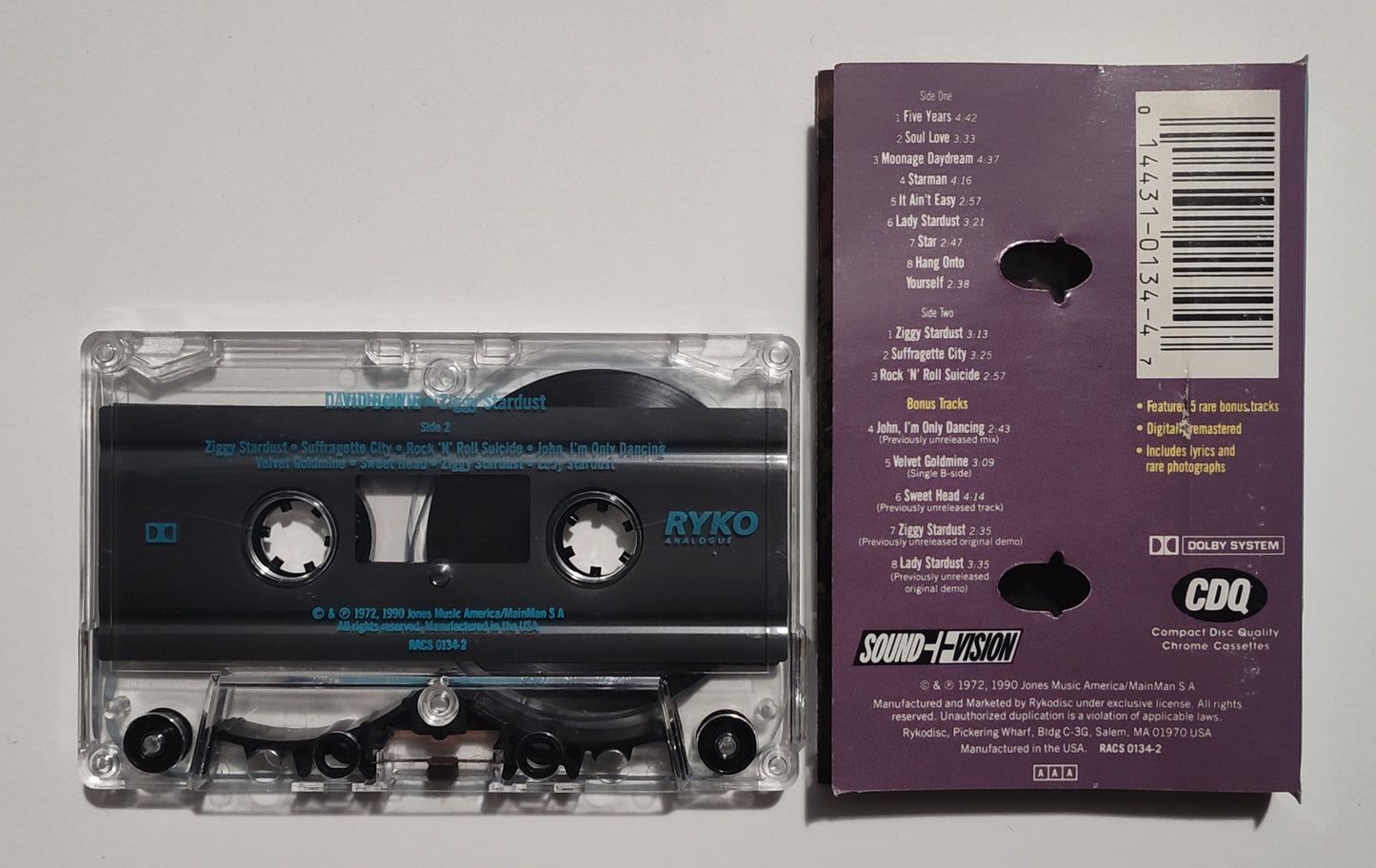 David Bowie - "The Rise And Fall Of Ziggy Stardust And The Spiders From Mars" - CASSETTE TAPE VG+/VG (Cosmetic downgrade; see photo/notes)