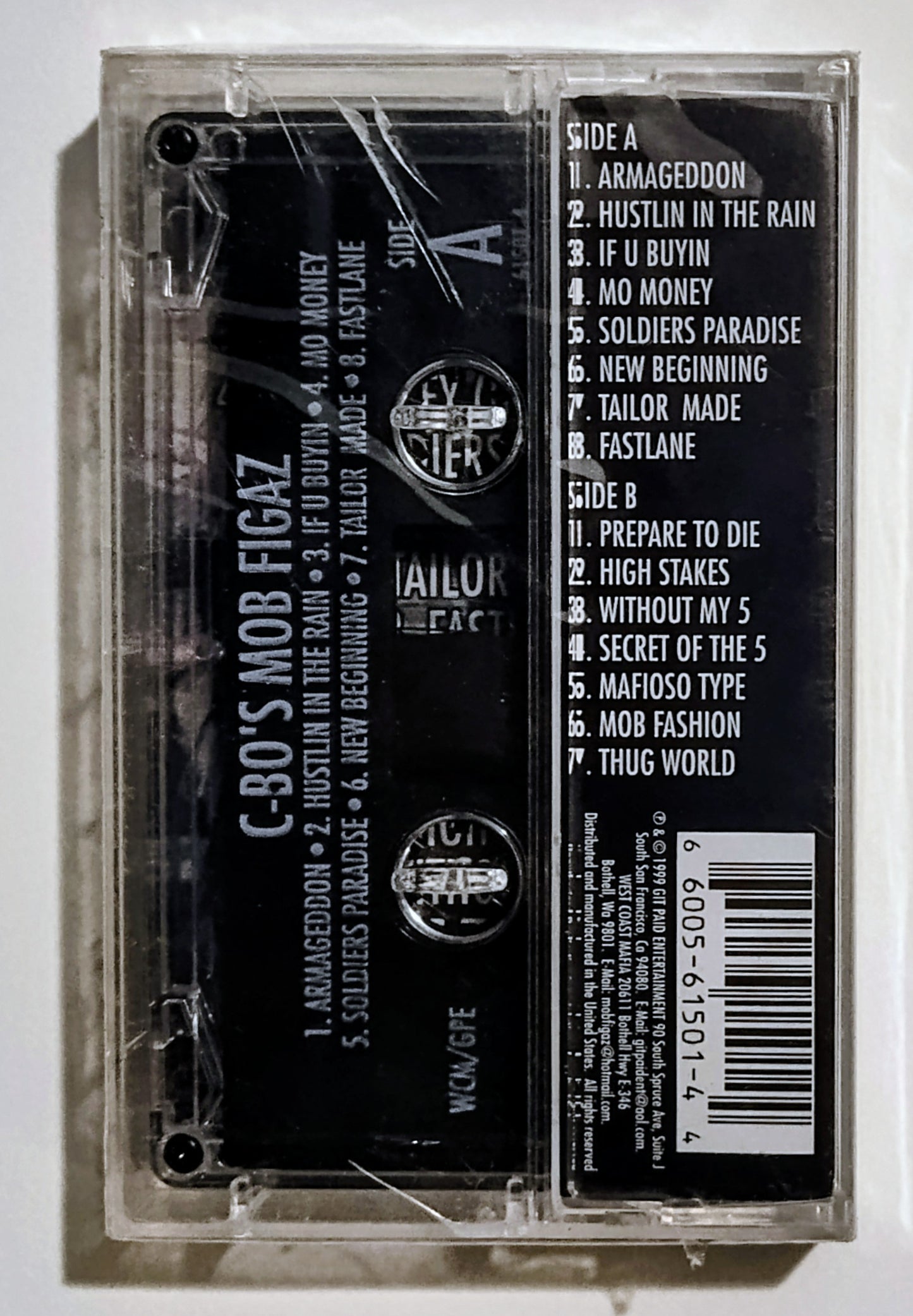 C-Bo - "C-Bo's Mob Figaz" - CASSETTE TAPE VG+/M (Sealed; multiple cracks in case)