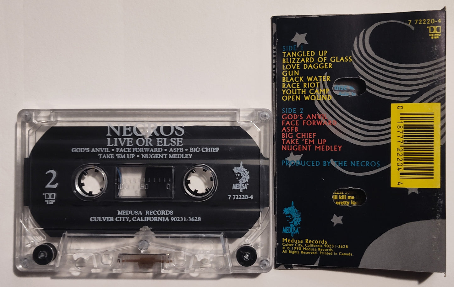 Necros - "Live Or Else" - CASSETTE TAPE (DOLBY HX PRO) VG+/VG+