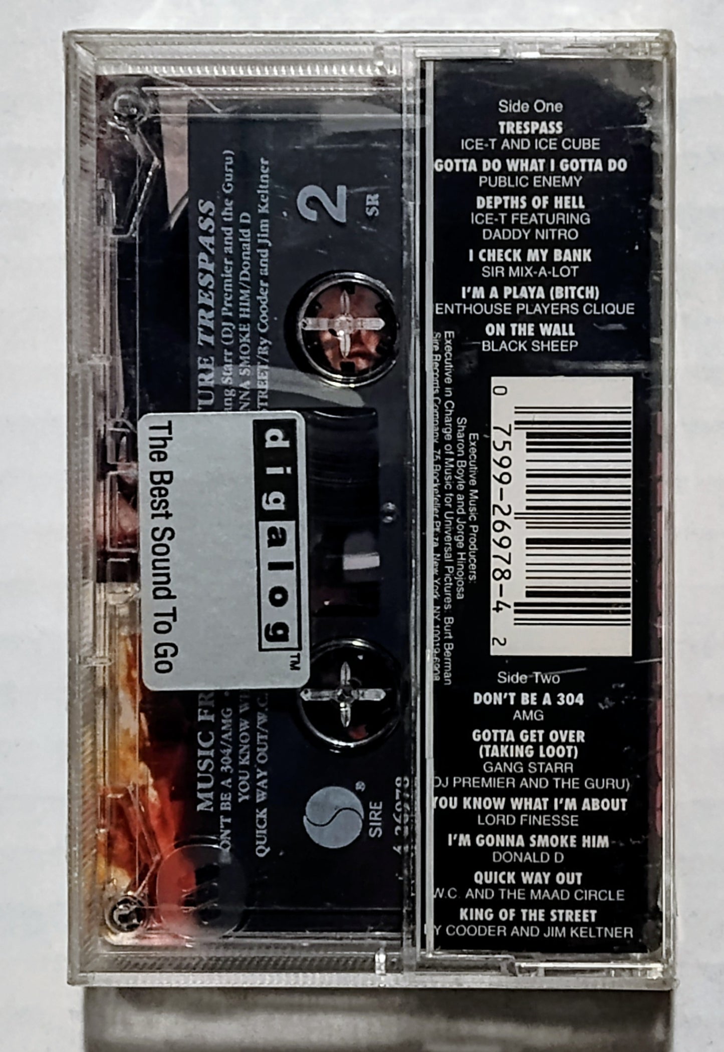 Various Artists - “Trespass Soundtrack” - CASSETTE TAPE VG+/M (Sealed with hype sitcker; drill hole through spine of case and j card)