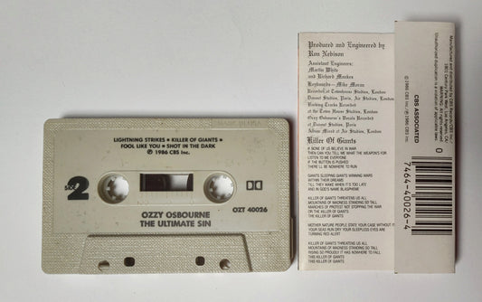 Ozzy Osbourne - "The Ultimate Sin" CASSETTE TAPE (DOLBY) VG/G+(Cosmetic; plays perfect!)