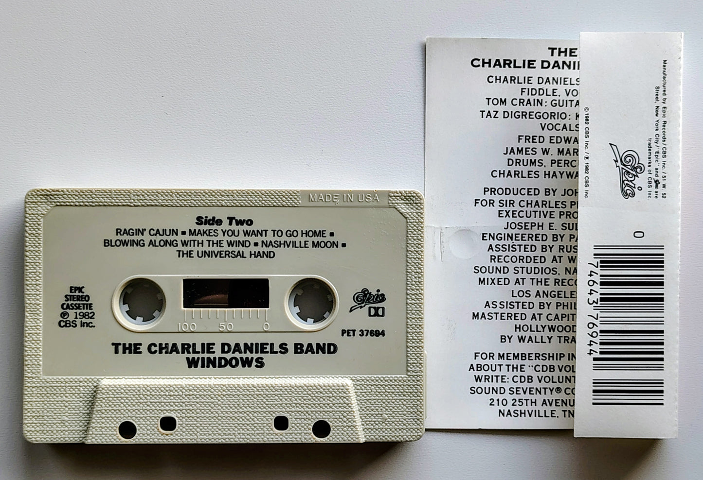 Charlie Daniels Band - "Windows" - CASSETTE TAPE (DOLBY) VG+/VG+