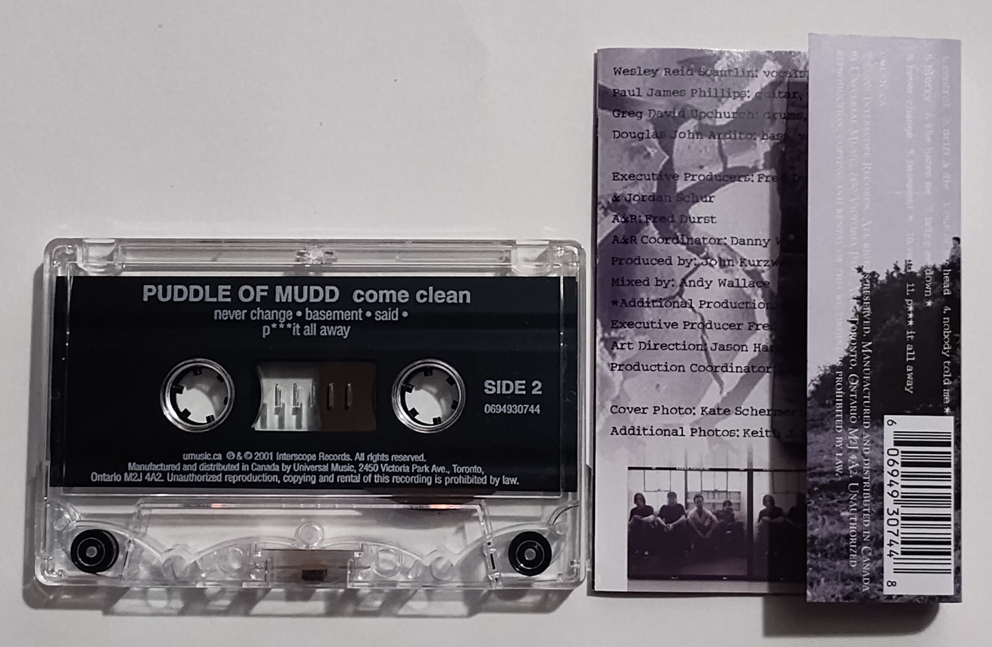 Puddle Of Mudd - "Come Clean" - CASSETTE TAPE (Canada; clear shell) VG+/VG+