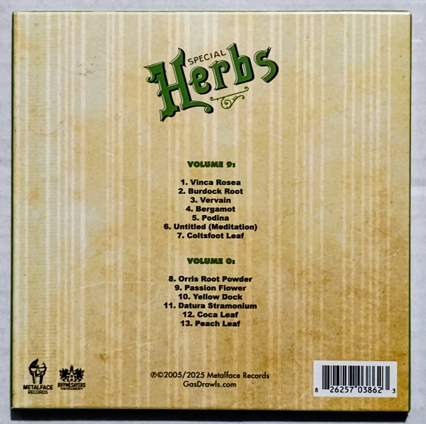 MF DOOM as Metal Fingers - "Special Herbs Vols 0-9 (5-Disc Complete Set)" - INDIE COMPACT DISC NM/NM