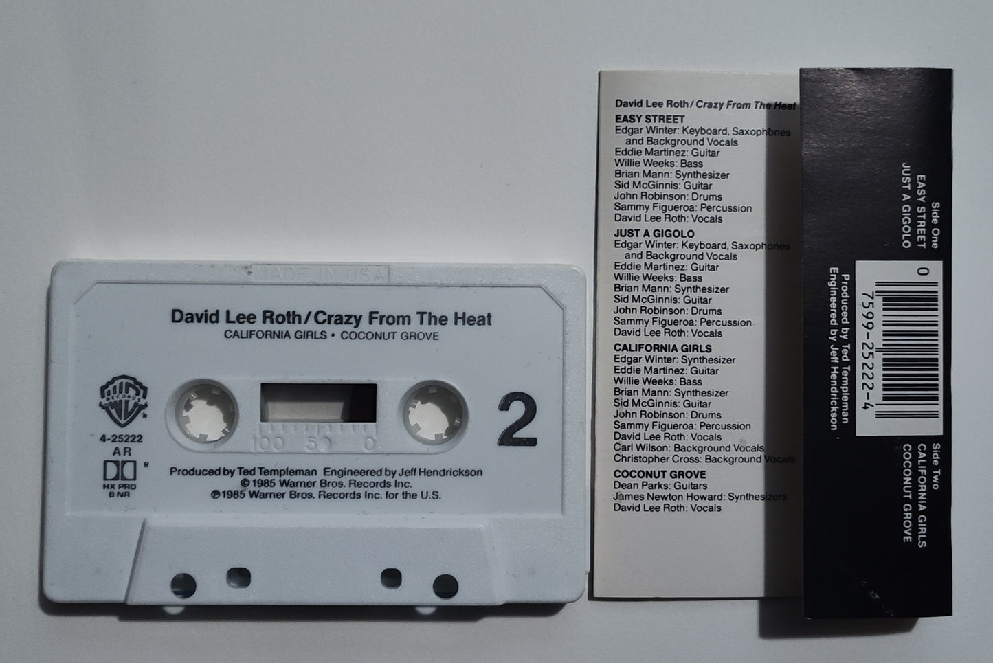 David Lee Roth (Van Halen) - "Crazy From The Heat EP" - CASSETTE TAPE (AR; DOLBY HX PRO B NR) VG+/VG+