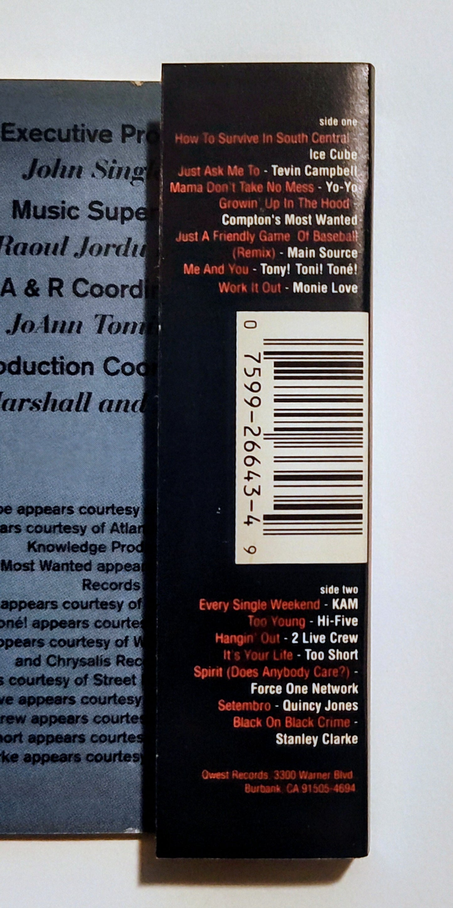 Various Artists - "Boyz In The Hood Soundtrack" - CASSETTE TAPE (SR; DOLBY HX PRO B NR) NM/NM