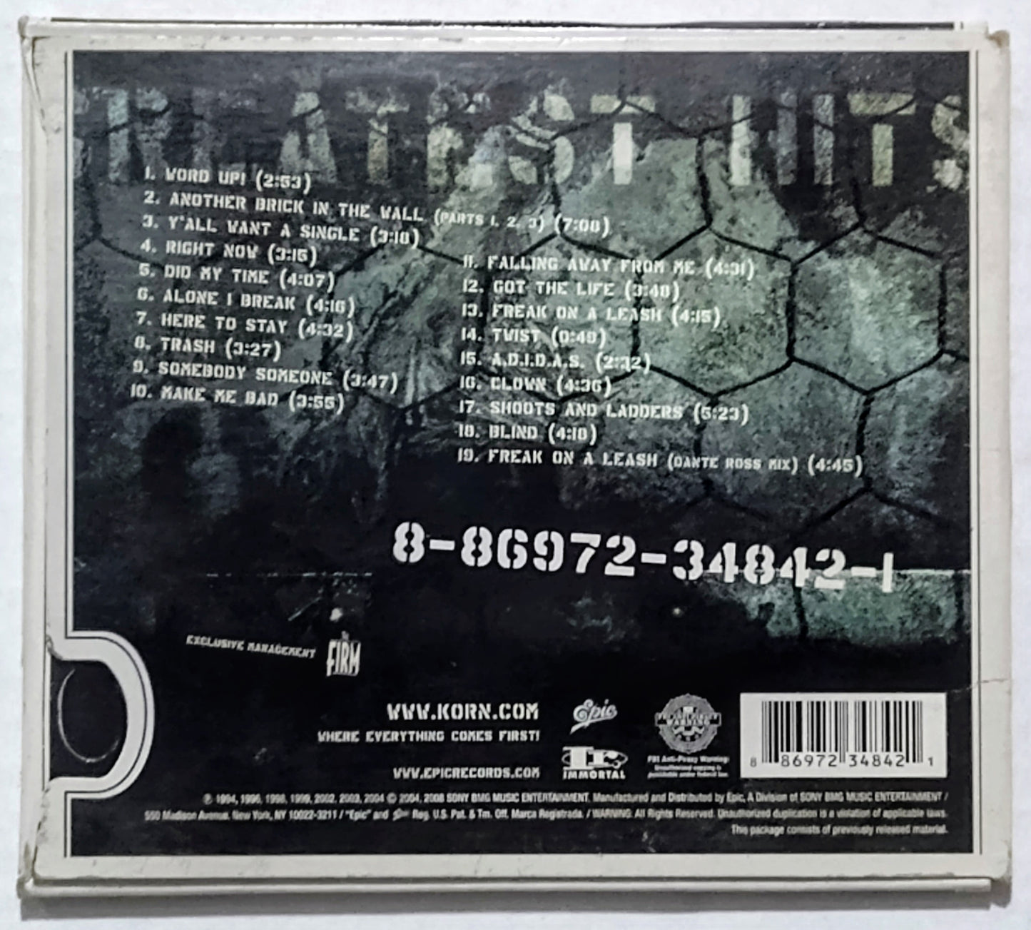 Korn - “Greatest Hits Vol. 1” - COMPACT DISC G+/VG