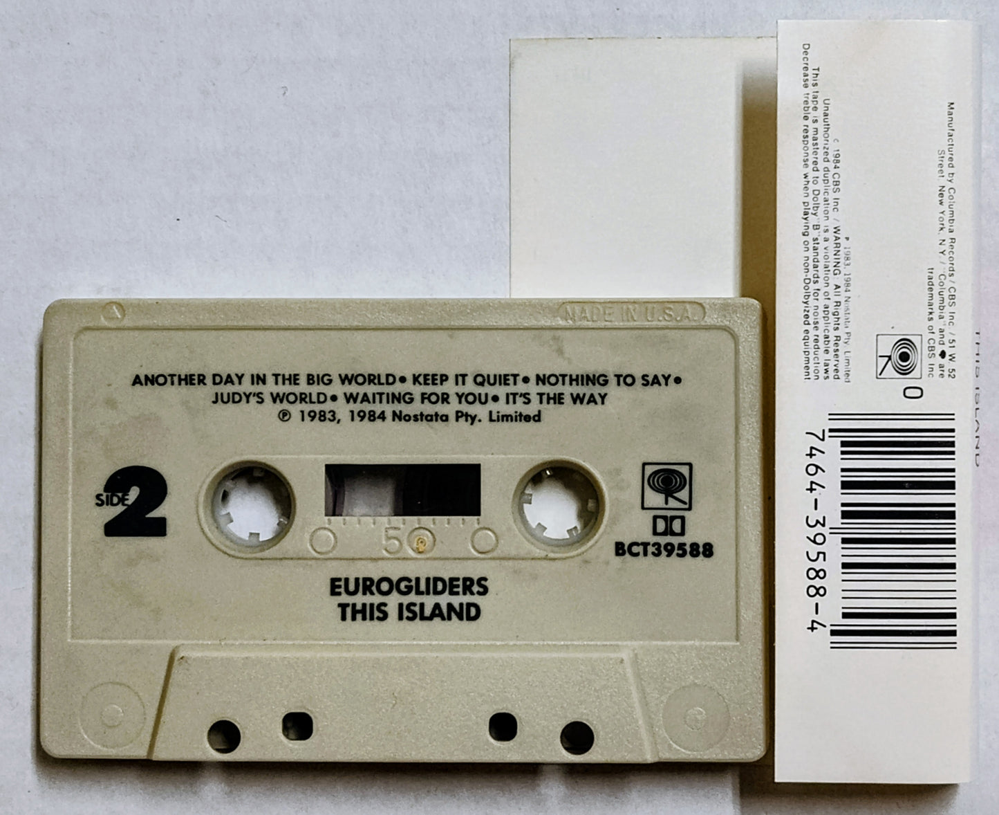 Eurogliders - “This Island” - CASSETTE TAPE VG+/VG+