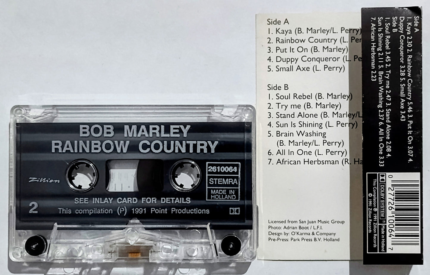 Bob Marley - “Rainbow Country” - CASSETTE TAPE (Netherlands) VG/VG+