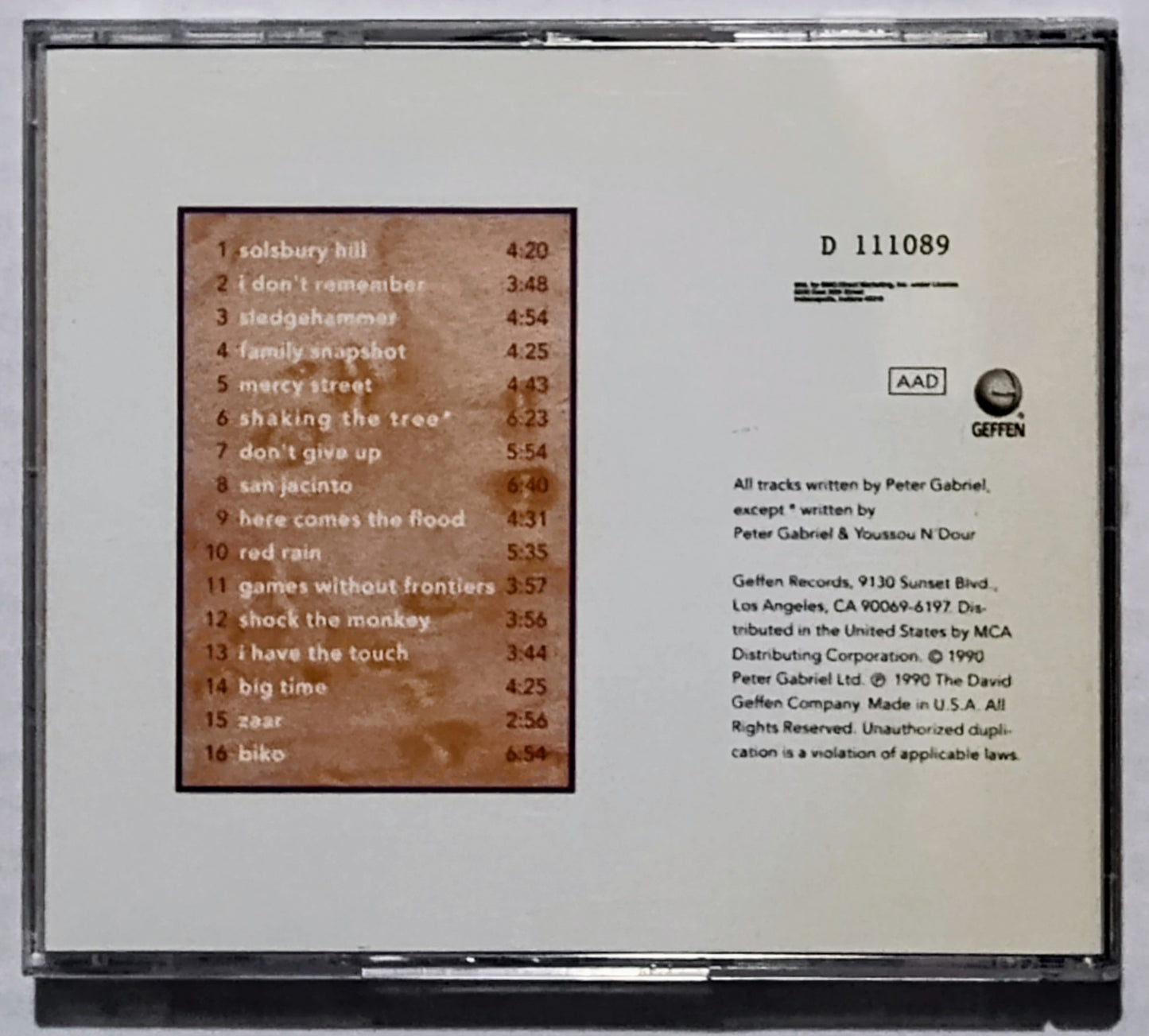 Peter Gabriel - “Shaking The Tree (Sixteen Golden Greats)” - COMPACT DISC (BMG) VG+/VG+