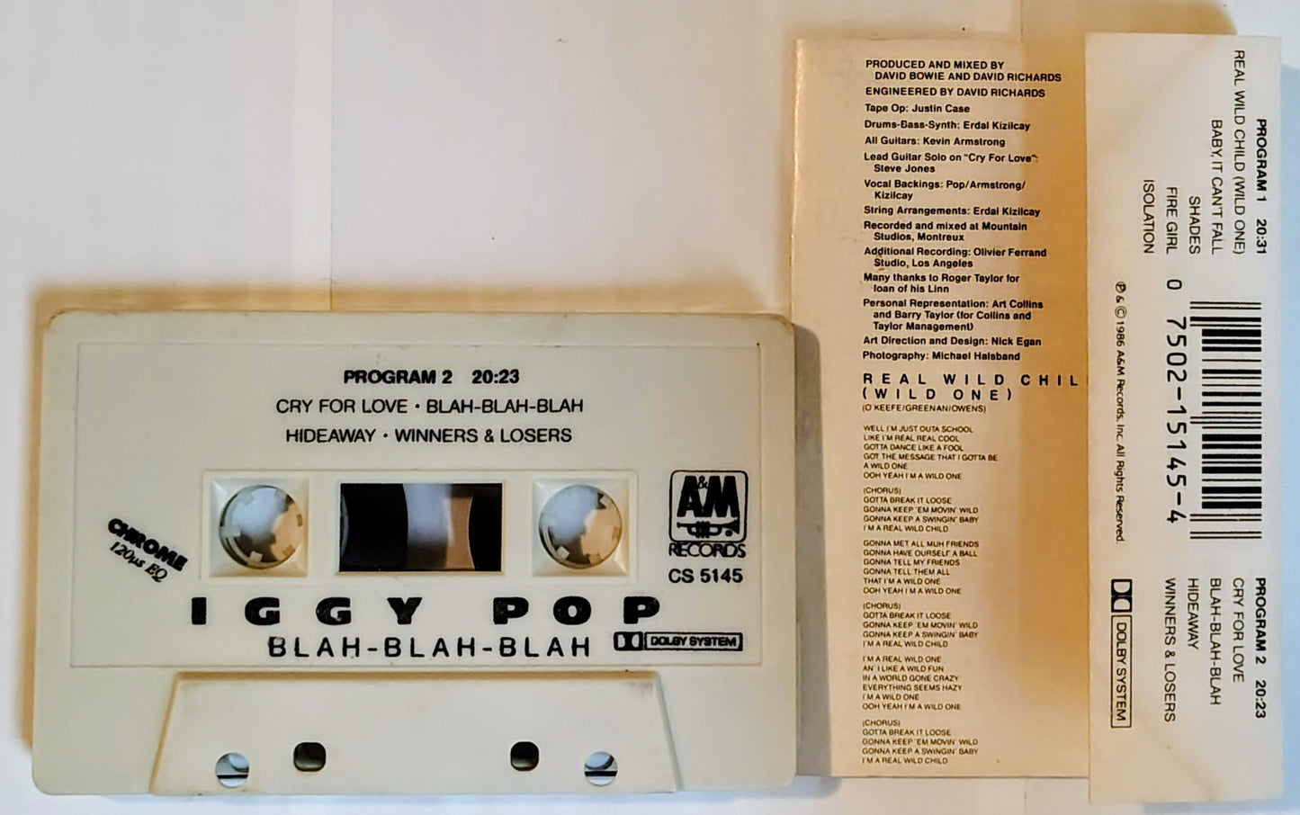 Iggy Pop - “Blah Blah Blah” - CASSETTE TAPE VG+/VG+