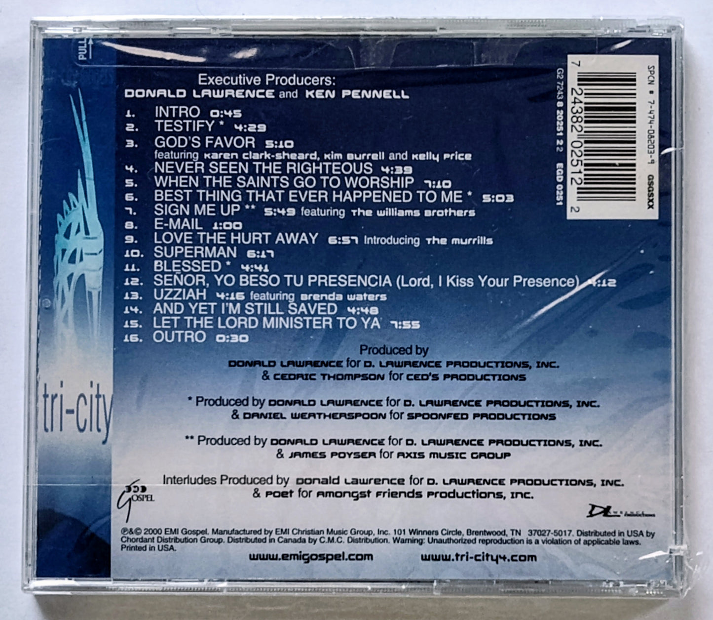 Donald Lawrence Presents The Tri-City Singers - “Tri-city4.com” - COMPACT DISC VG+/M (Sealed; cut thru spine)