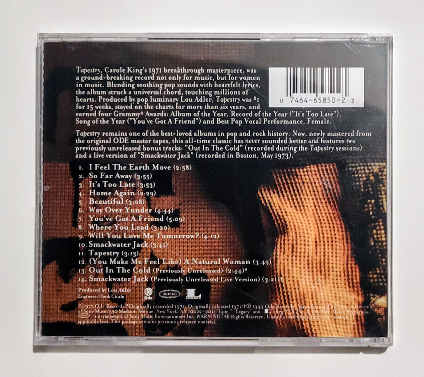Carole King - "Tapestry" - COMPACT DISC VG+/VG