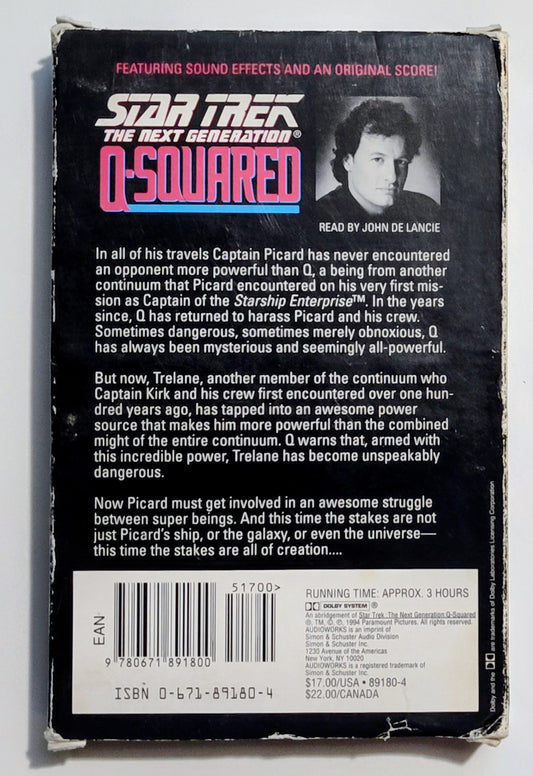 Star Trek TNG Audio Program - "Q-Squared" - CASSETTE TAPE(2x) G+/NM