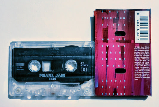 Pearl Jam - "Ten" - CASSETTE TAPE (DOLBY) VG/G+ (Cosmetic downgrade; plays perfect!)