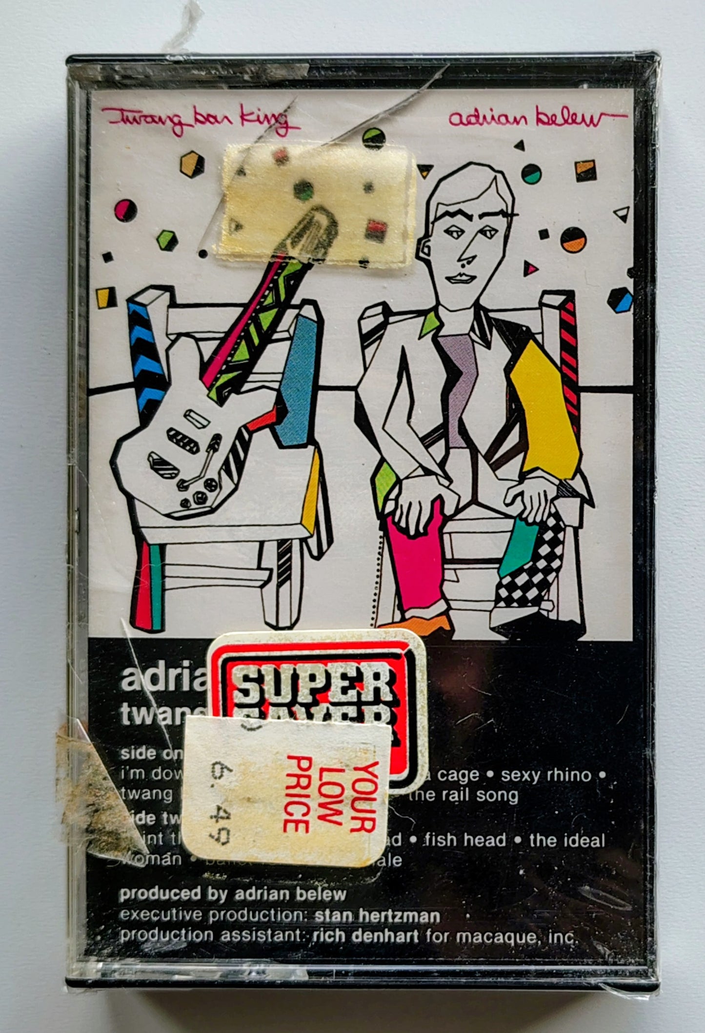 Adrian Belew - “Twang Bar King” - CASSETTE TAPE VG+/M (Sealed; cracked cover)