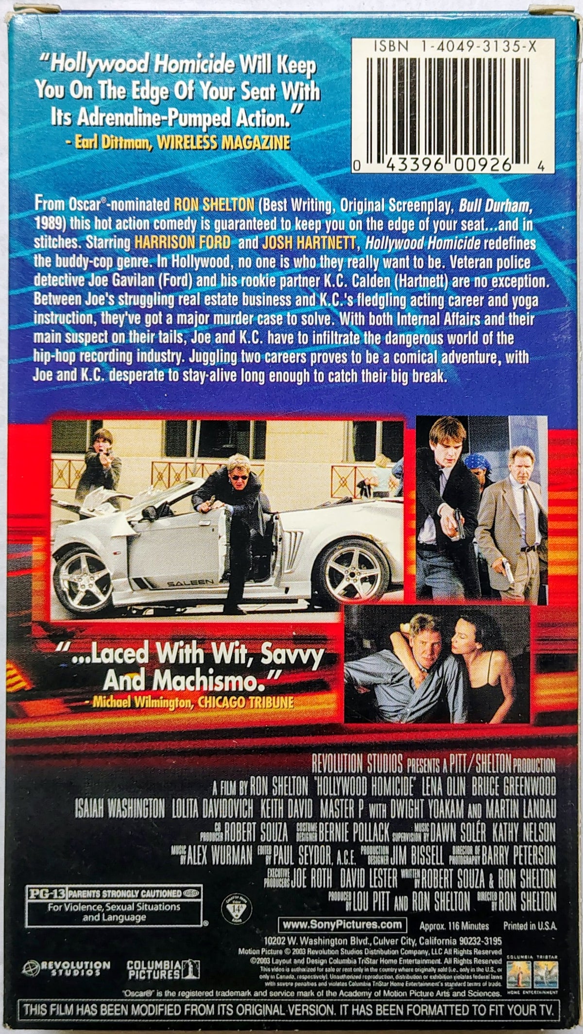 Hollywood Homicide - VHS (*Not Graded; see notes/photos)