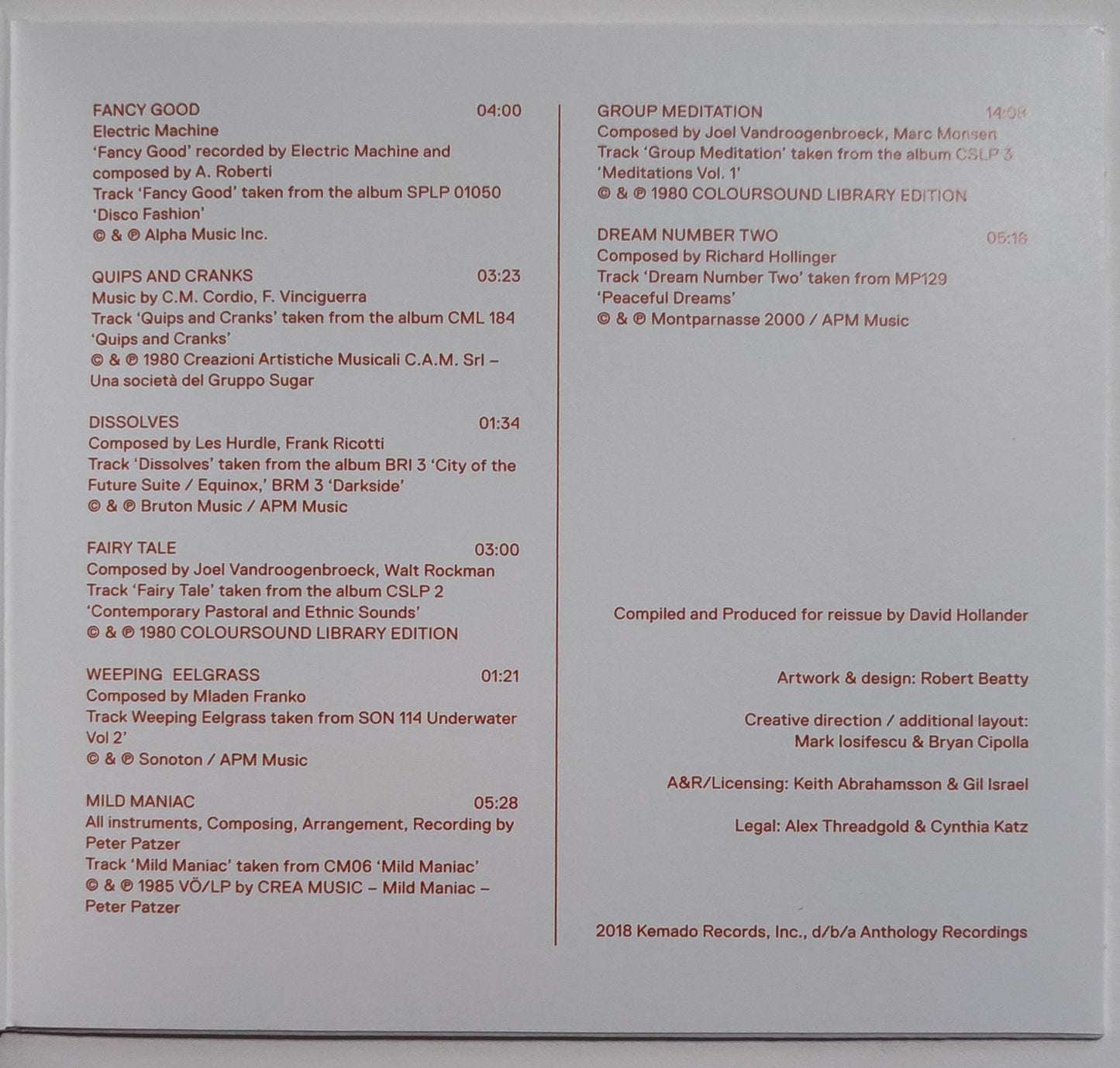 Various Artists - "Unusual Sounds (Library Music Compilation) - INDIE COMPACT DISC NM/NM