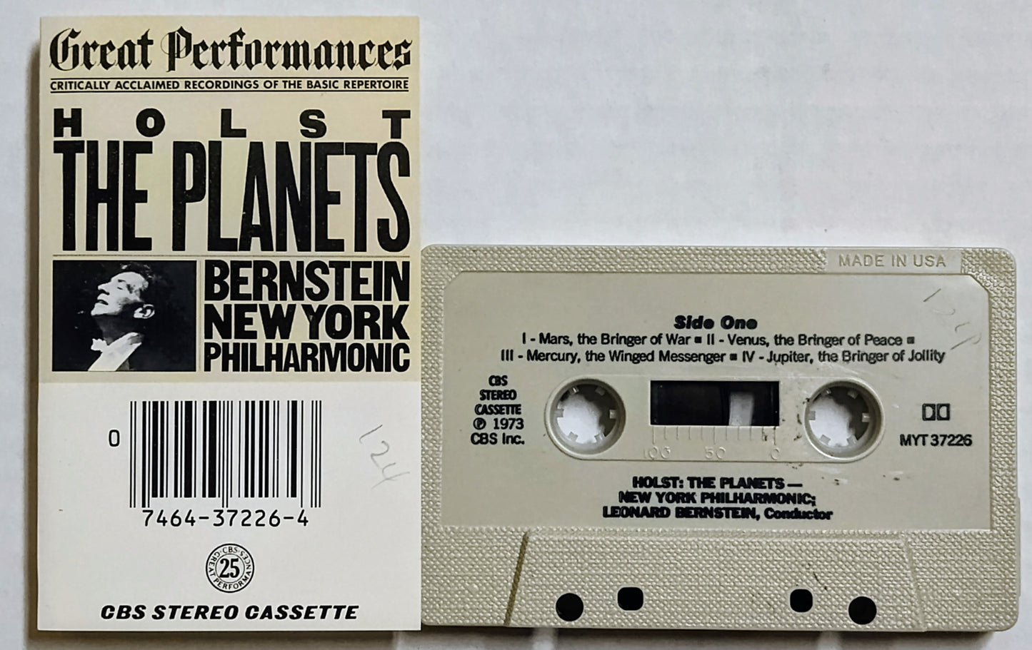 Holst; Bernstein; New York Philharmonic - “The Planets” - CASSETTE TAPE VG/VG (Pencil writing on cover and shell)
