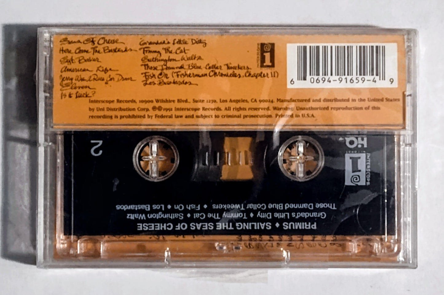 Primus - “Sailing The Seas Of Cheese” - CASSETTE TAPE NM/M (Sealed; Cellophane has 2-3 clean tears/holes but seal is intact!)