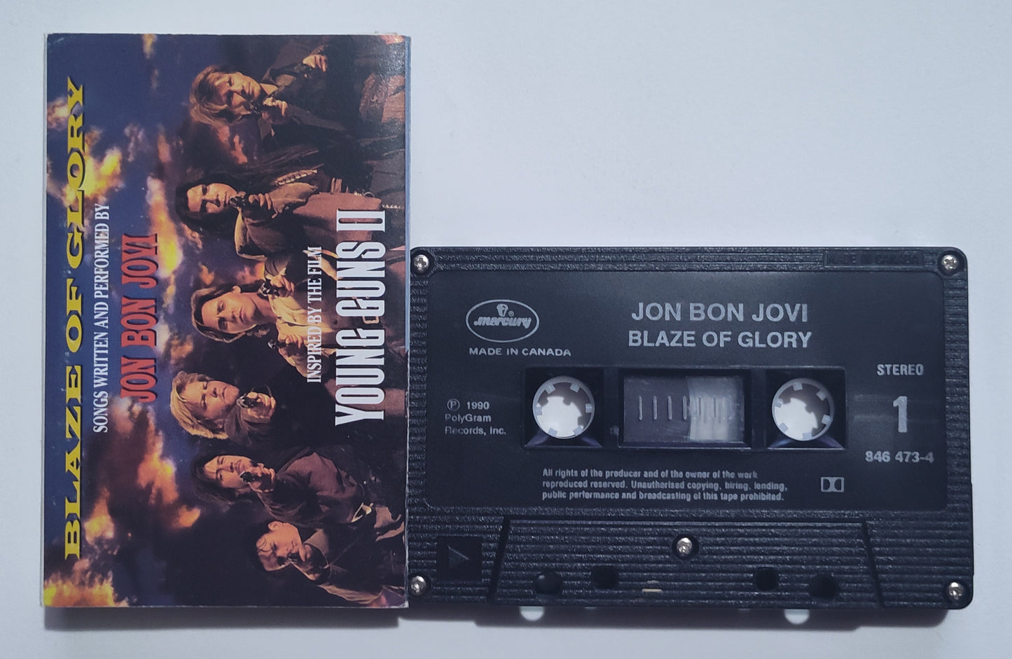 Jon Bon Jovi - "Blaze Of Glory: Young Guns 2" - CASSETTE TAPE (Canada) VG/VG