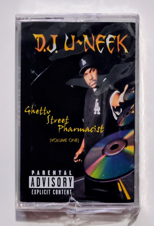 D J. U-Neek - "Ghetto Street Pharmacist" - CASSETTE TAPE VG+/M (Sealed; broken seal; cracked case)