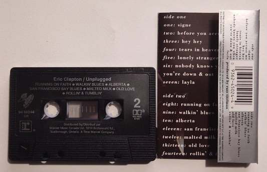 Eric Clapton - "MTV Unplugged" - CASSETTE TAPE (Canada; black shell; DOLBY HX PRO B NR) VG+/VG+
