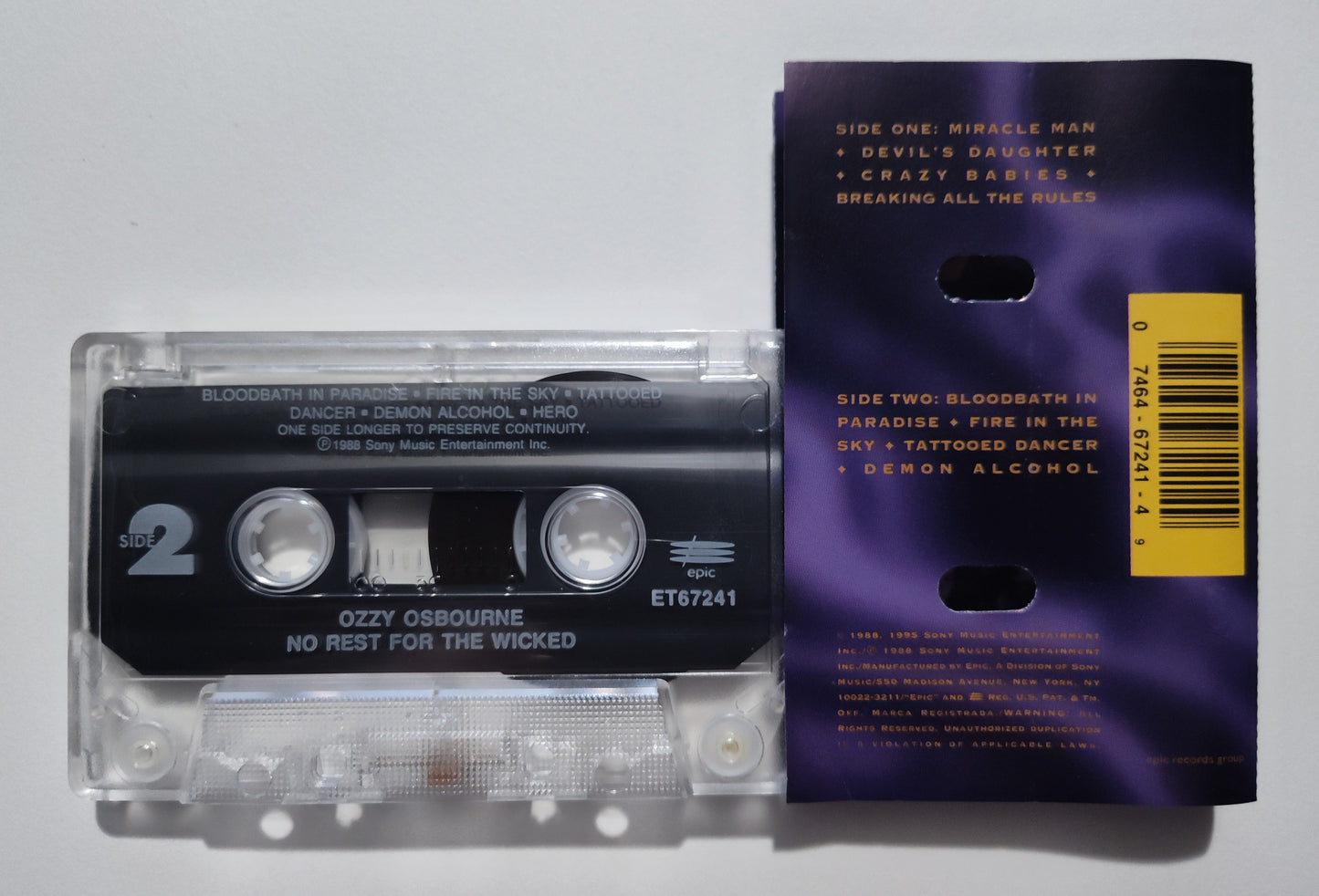 Ozzy Osbourne - "No Rest For The Wicked (Remastered)" - CASSETTE TAPE VG+/VG+