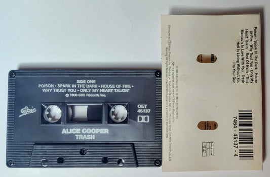Alice Cooper - "Trash" - CASSETTE TAPE (Canada; black shell; DOLBY) VG+/VG+