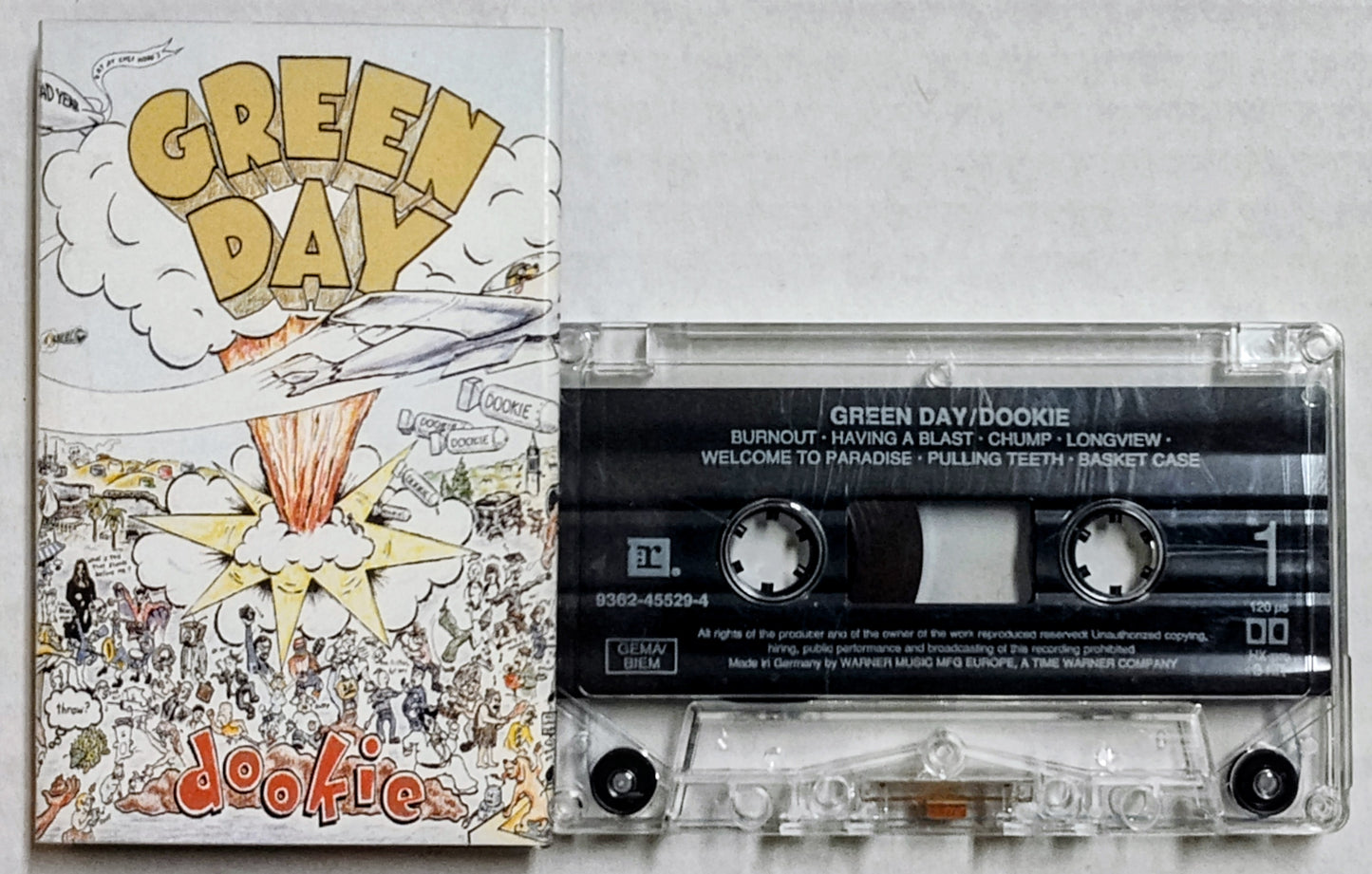 Green Day - "Dookie" - CASSETTE TAPE (Canada; clear shell) VG/VG